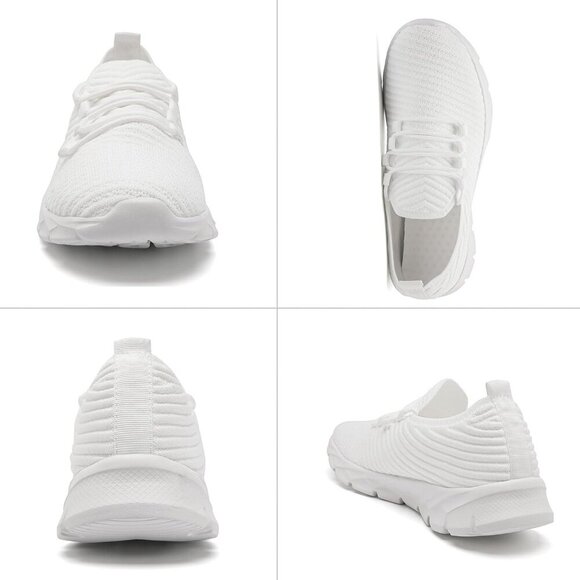 🆕Men's White Gym Sneaker Running Breathable Lightweight Walking Slip on Shoes - Picture 5 of 6